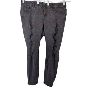 Torrid Bombshell Skinny Distressed Black Jeans Size 22R